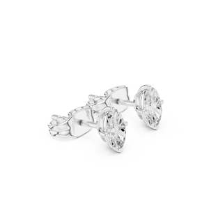 Boucles d'oreilles à tige ovales en diamant Elara en or blanc 10 carats - Product Image 2