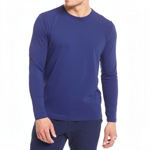 T-shirt personnalisé pour homme à manches longues en coton, col rond, bleu roi, coupe ajustée, anti-rétrécissement, décontracté, basique, OEM, marque privée, vente en gros - Product Image 3