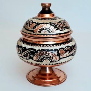 Azucarero de Diseño con Tapa de Esmalte y Cobre, Pedestal Floral Ornamental, Contenedor de Dulces, Decoración para el Hogar, Servicio para Fiestas, Regalo Festivo - Product Image 4