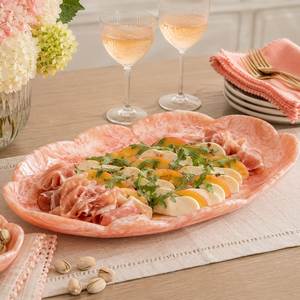 Plato de Servir Ovalado de Resina Ecológica, Apto para Lavavajillas, Personalizable, de Alta Calidad, Diseño Moderno y Lujoso, Hecho a Mano, Color Rosa - Product Image 1
