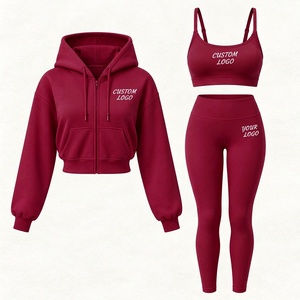 Conjunto Deportivo de 3 Piezas para Mujer, Otoño, con Logotipo Personalizado, Chaqueta Deportiva de Manga Larga, Sujetador Deportivo y Pantalones Capri, Ropa de Fitness - Product Image 6