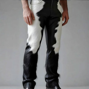 <b>Men's</b> Premium Quality Heavyweight High Waist Loose Cowhide <b>Leather</b> <b>Pant</b> New Arrival Comfortable Stylish Design - Product Image 2