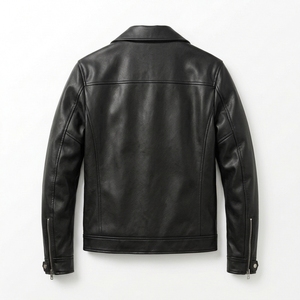 Chaqueta de Motocicleta de PU Tejida Impermeable para Mujer, Estilo Blazer Corto con Cuello Abotonado, Color Sólido, Otoño/Invierno - Product Image 3