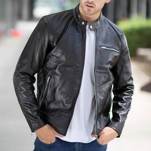 Vestes en cuir vintage pour hommes, noires, avec poche poitrine, logo personnalisé, vente en gros, haute qualité, pour l'hiver. - Product Image 5