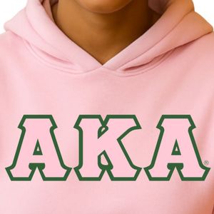 AKA Pink Custom Twill Embroidered Hoodie Forest <b>Green</b> Letter Fleece Pullover Unisex Greek Sorority Apparel OEM ODM - Product Image 3
