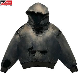 Sweat à capuche délavé vintage pour homme, style décontracté, avec poche avant - Product Image 1