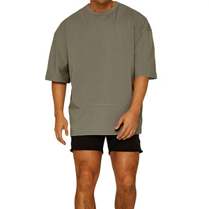 Oversize <b>T</b> <b>Shirts</b> for Men Drop Shoulder <b>Sleeve</b> Summer Streetwear Tees 100% Cotton <b>Half</b> <b>Sleeves</b> with round (O) Neck - Product Image 1