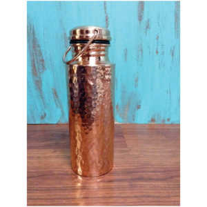 Botella de Agua de Cobre Puro de 1 Litro al por Mayor, Acabado Martillado, Antiderrames, Botella Deportiva de Metal, Botella de Cobre Ayurvédica Ecológica - Product Image 6