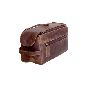 Hot Sell Custom Leather Travel Toiletry Organizer Dopp Kit Water-resistant Foldable Large Capacity Shaving Bag Toiletries - Product Image 1