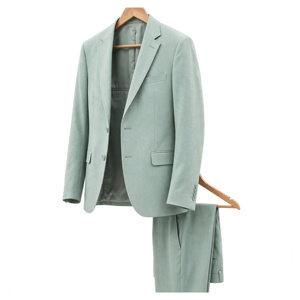 Traje de Negocios para Hombre AMKOOR ENTERPRISES, Verde Claro, 100% Poliéster, Estilo Británico, Cuello de Solapa, Antiarrugas - Product Image 3