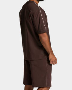 T-shirt et short surdimensionnés pour homme, personnalisés, en coton mélangé respirant, avec passepoil, pour le sport et le streetwear – Meilleures ventes - Product Image 2