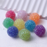 Manik-manik resin imitasi berlian warna-warni campuran 20MM 100 pcs dengan bunga besar untuk kalung chunky perhiasan