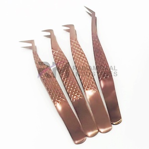 Pince à épiler pour extensions de cils RMI Diamond Grip Rose Gold Plasma, en acier inoxydable, pointe lisse de précision, 10 mm, logo Leaser - Product Image 4