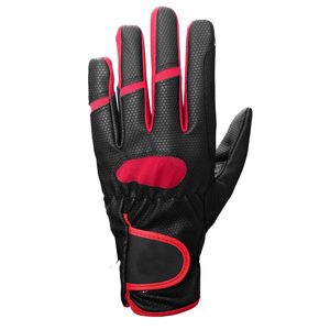 Black Microfiber Equestrian Riding Gloves with Red Accents Breathable Non-Slip Design with Non-Slip Silicone Custom Design - Product Image 2