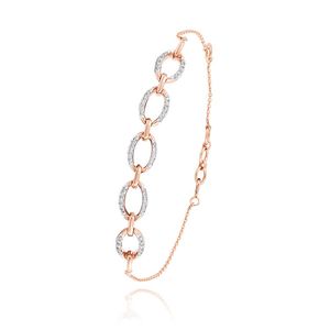 Rose Gold Lab Grown Diamond Oval Link Chain <b>Bracelet</b> - Product Image 3