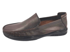 Mocasines de Cuero Genuino para Hombre, Punta Redonda, Entresuela Acolchada de EVA, Suela de Goma, para Oficina y Trabajo, Color Marrón Sólido - Product Image 3