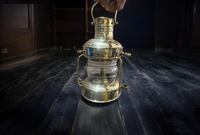 Élégante lanterne nautique en laiton de 14 pouces, motif ancre, style artisanal, lampe à huile suspendue en métal, impression numérique, décoration d'intérieur, cadeau