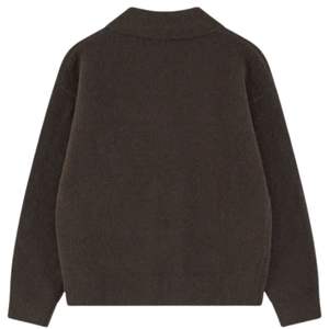 Pull en maille à manches longues pour homme, col boutonné texturé doux, mélange de coton, marron, décontracté, hiver, OEM - Product Image 2