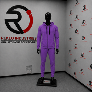 Ensemble de survêtement pour homme, couleur unie, violet, à capuche, fermeture éclair intégrale, sweat-shirt et pantalon décontractés, coupe classique, pour l'automne - Product Image 3