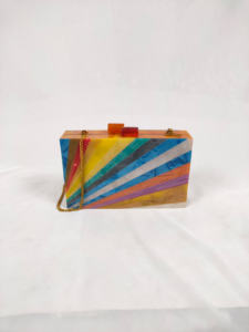 Bolso de Mano de Resina Impermeable de Diseño para Mujer, Cierre Magnético, Estilo de Lujo, Pintado a Mano, Colores Personalizados, Obra de Arte Coleccionable Única - Product Image 4