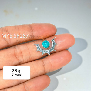 แหวนเงินแท้ 925 ประดับพลอยเทอร์ควอยซ์และมูนสโตน ดีไซน์แหวนเงินทำมือ สไตล์โบฮีเมียน ราคาขายส่ง เครื่องประดับขายส่งจำนวนมาก - Product Image 2