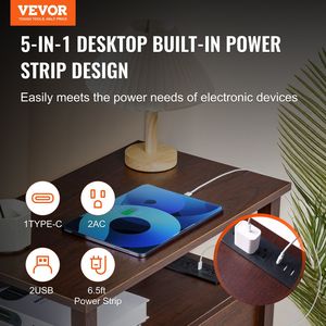 Farmhouse-Style 4-Tier End <b>Table</b> with Charging Station Nightstand and <b>Storage</b> Cabinet 2 Drawers US-Friendly <b>Side</b> <b>Table</b> - Product Image 2