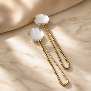 Luxury Gold Salad <b>Servers</b> Set Stainless Steel Serving Spoons Kitchen Utensils Dinner Party - Product Image 4