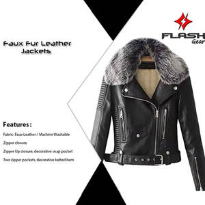 Nouveautés : Manteau en fausse fourrure, vestes en cuir zippées en polaire pour hommes, veste de moto chaude pour l'hiver et l'automne - Product Image 2