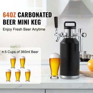 Mini Fusto per Birra da 64 Oz (1,89 L) con Sistema di Spillatura, Growler Pressurizzato in Acciaio Inossidabile 304 con Display della Pressione, Tipo Barile - Product Image 2