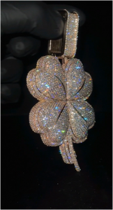Colgante Unisex Personalizado de Trébol de Cuatro Hojas Estilo Hip Hop, Chapado en Oro de 18K sobre Plata de Ley 925, con Moissanita Certificada VVS GRA - Product Image 4