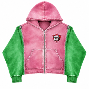 OEM Custom Unisex Distressed <b>Cropped</b> <b>Zip</b> <b>Hoodie</b> Garment Washed Heavyweight Streetwear Jacket Direct from Factory Blimpex - Product Image 1