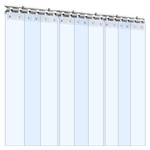 Tenda a Strisce in PVC Trasparente 80 Altezza x 36 Larghezza x 0,08 Spessore, 6 Pezzi, per Porte Industriali di Congelatori e Cella Frigorifera, Superficie Liscia - Product Image 1