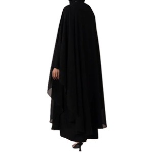 Abaya <b>Dress</b> Plus Size Breathable Long Sleeve <b>Modest</b> Full Length Loose Fit Plain Design High Quality Women's Black Apparel - Product Image 2