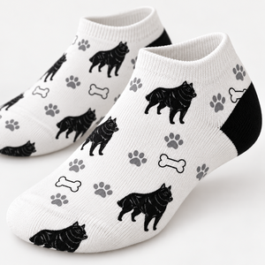 Calcetines tobilleros de poliéster para mujer, con estampado de perro negro, corte bajo, colores personalizados, etiqueta privada, suministro al por mayor - Product Image 5