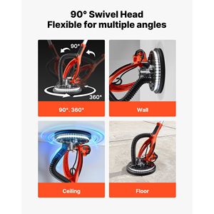 Lijadora Eléctrica para Paneles de Yeso de 850W con 5 Velocidades Variables para Eliminar Techos de Yeso, 800-1700 RPM, Doble Plataforma, LED y Discos de Lijado - Product Image 4