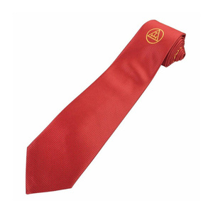 Cravate de chapitre maçonnique Premium Royal Arch en soie rouge avec broderie dorée, accessoire de régalia maçonnique - Product Image 1