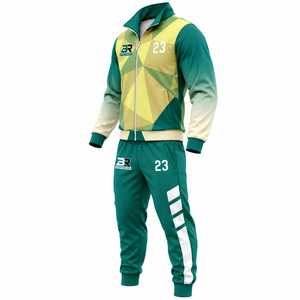 ชุดวอร์ม BR Sportswears ลายเรขาคณิตสีเขียว ผลิตจากโพลีเอสเตอร์ 100% พร้อมโลโก้ด้านหน้า ชุดเซ็ตสำหรับผู้ชาย ซิปคอตั้ง เหมาะสำหรับการฝึกซ้อมฟุตบอล - Product Image 4