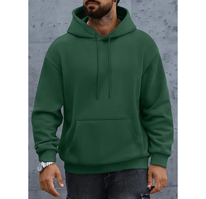 Sweat-shirt à capuche unisexe vert, coupe ample, style décontracté, en molleton de coton, avec poche, pour l'hiver, écologique - Product Image 4