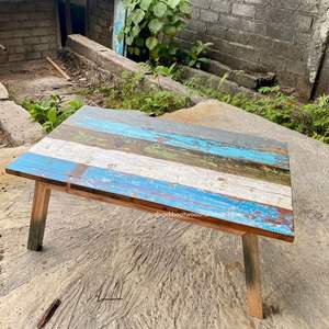 Mesa de Centro Artesanal de Madera de Barco Reciclada, Color Natural, para Interiores y Exteriores, Muebles para Hogar y Jardín, Venta al Por Mayor - Product Image 3