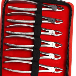 Juego de 12 Pinzas de Extracción de Acero, Patrón Americano, Agarre Fuerte, Mango Antideslizante, Estuche de Cuero, DentalBy Grip Surgical - Product Image 2