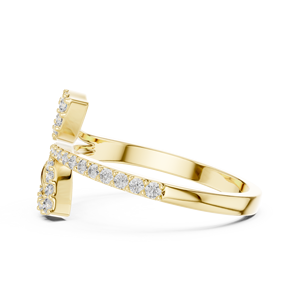 Anillo de Diamantes Cultivados en Laboratorio TWIN LEAF, Oro Amarillo de 18 Quilates con Baño de Rodio, Corte para Compromiso, Boda, Regalo, Evento, Uso Diario, para Mujer - Product Image 4