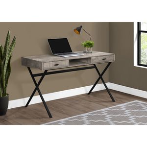 Contemporary Modern 48\"L Home <b>Office</b> <b>Computer</b> Desk with Storage Drawers Beige Laminate & Black Metal for Laptop Work - Product Image 5