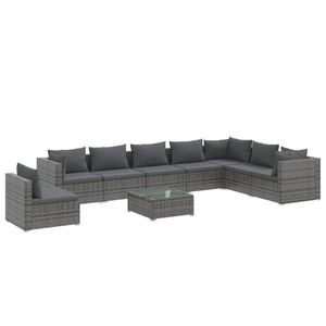 Grand ensemble de salon de jardin modulaire en rotin PE gris, mobilier d'extérieur modulaire de qualité supérieure - Product Image 2