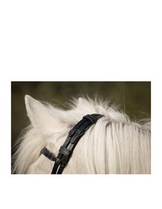 Bridon en cuir naturel tressé à la main avec perles multicolores, réglable, pour équitation, avec frontale droite - Product Image 6