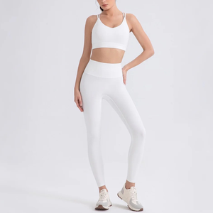 Soutien-gorge de sport sans couture pour femme, dos croisé, couleur unie, maintien moyen, haut de yoga - Product Image 3