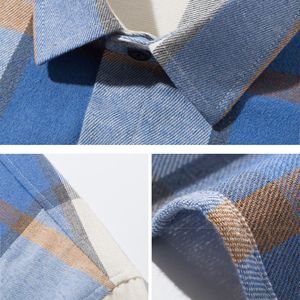Chemise décontractée à manches longues pour homme, style Hong Kong, coupe ample, en flanelle rayée, grande taille, fabrication OEM sur mesure - Product Image 4