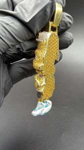 Colgante de Lujo Unisex de Plata 925 con Moissanita Multicolor y Personajes de Dibujos Animados 3D, Estilo Hip Hop, Joyería Iced para Fiesta, Bling de Rapero - Product Image 5