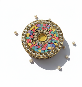 Porta Incienso Redondo de Piedra Hecho a Mano para Conos y Varillas – Quemador de Incienso Decorativo Navideño | Decoración Redonda Hecha a Mano para el Hogar Round-ISRH1 - Product Image 1