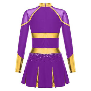Uniforme de Animadora con Pedrería Brillante para Niñas, Vestido de Baile sin Mangas con Cierre Trasero, Traje Brillante para Actuaciones - Product Image 5