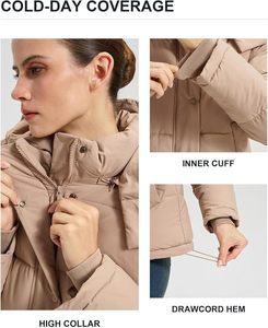 Chaqueta acolchada con capucha beige para hombre, abrigo grueso de invierno con cremallera, resistente al viento, cálido, para exteriores - Product Image 2